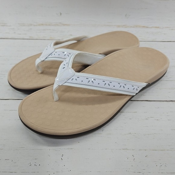 Vionic Shoes - Vionic Casandra Womens 11‎ White Leather Flip Flop Thong Toe Post Casual Sandals